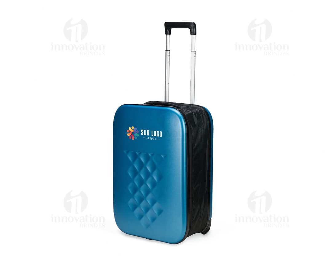 Mala de Viagem Slim 40L em metal cromado, design moderno e brilhante. Possui alça de transporte, fechadura de segurança e capacidade de 40 litros. Perfeito para viagens de negócios ou lazer, garantindo proteção e praticidade.