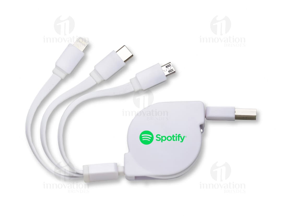 Cabo USB retrátil 3 em 1 - Conecte-se facilmente a diferentes dispositivos com este cabo prático e versátil. Compatível com diversas tecnologias e equipamentos, é ideal para transferência de dados e carregamento. Seu design retrátil garante praticidade e organização, sendo perfeito para uso em casa, no trabalho ou em viagens. Conecte-se sem complicações com o cabo USB retrátil 3 em 1. Adquira já o seu!