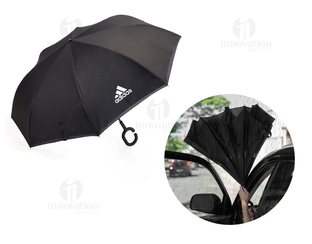 O guarda-chuva invertido é o acessório perfeito para te manter protegido nos dias chuvosos com muito estilo. Seu design moderno e seguro proporciona segurança e elegância em todas as ocasiões. Garanta o seu agora mesmo e esteja sempre preparado para qualquer tempo!